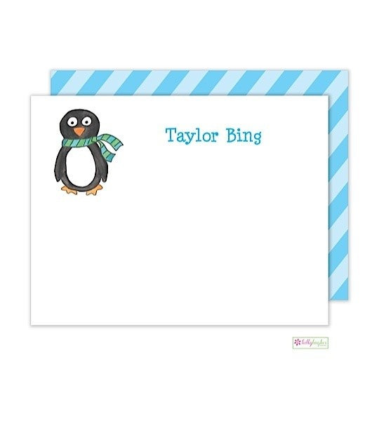 personalized - winter penguin flat notes