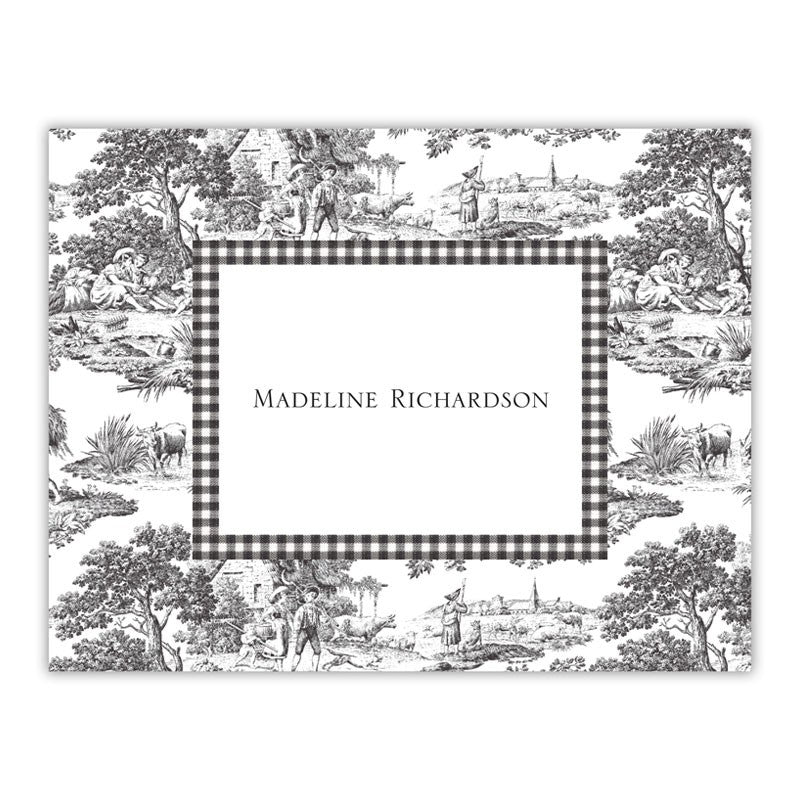 boatman geller toile blue & brown foldover note