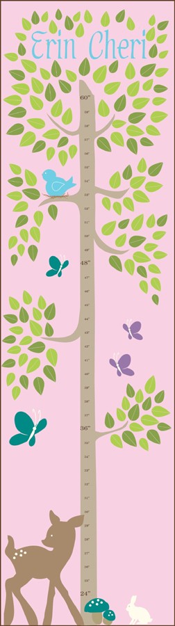 personalized tree with animals canvas growth chart