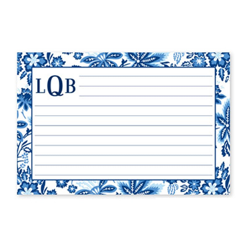 boatman geller classic floral blue recipe card
