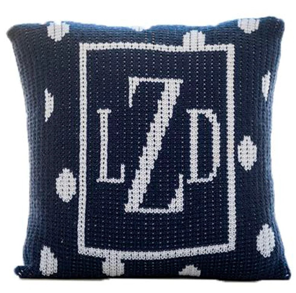 personalized pillow with large polka dots and border (thin inner)