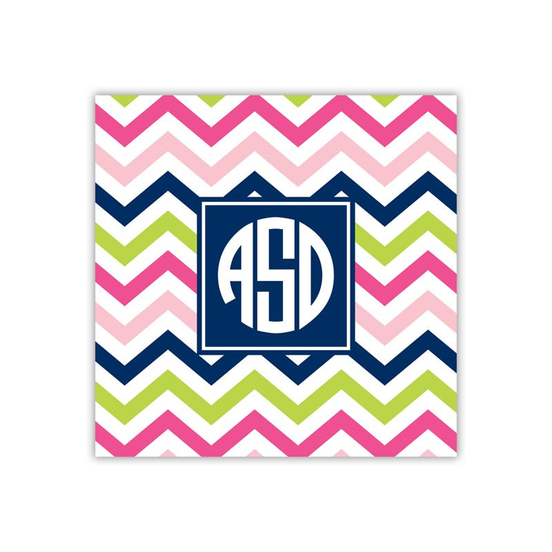 chevron pink, navy & lime square paper coaster set of 50