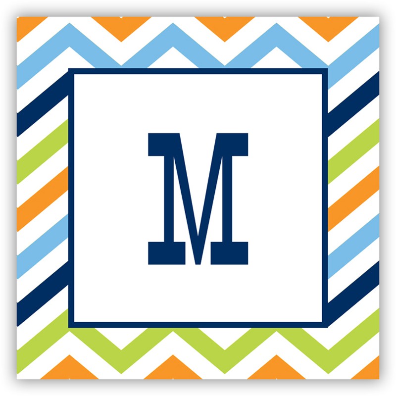 boatman geller chevron blue, orange & lime square sticker