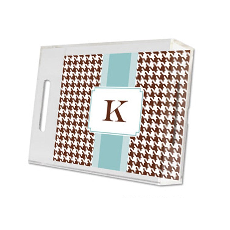 alex houndstooth chocolate lucite tray - small