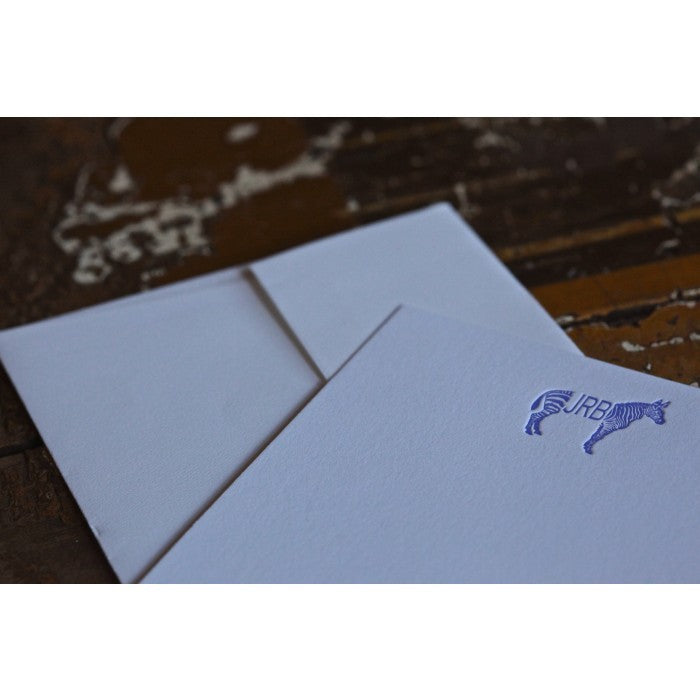 zebra monogram note cards