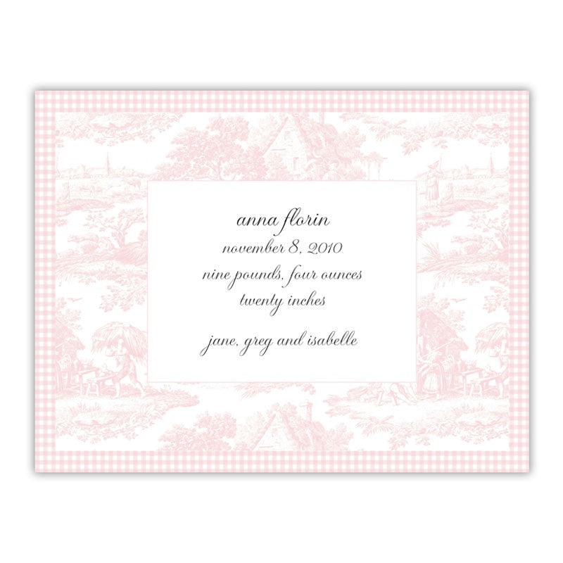 boatman geller toile pink small flat notecard