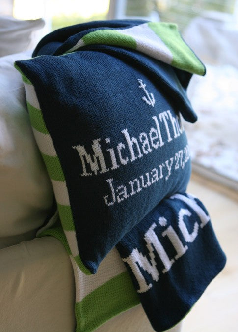personalized knit baby pillow 12x16