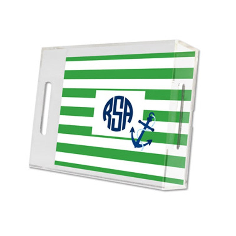 stripe anchor lucite tray - small