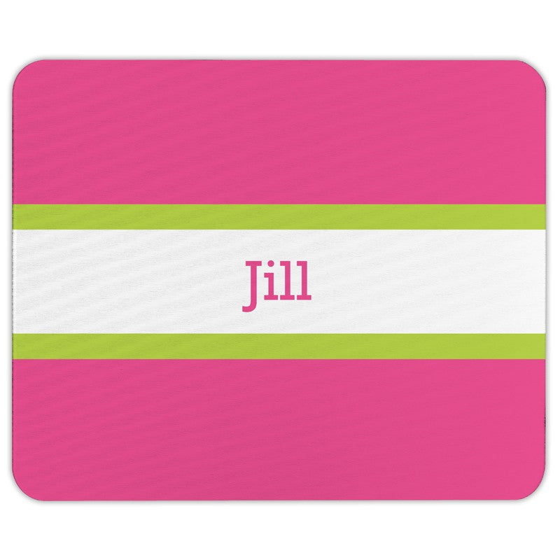 boatman geller stripe raspberry & lime mouse pad