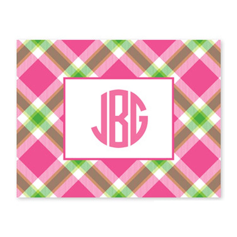 boatman geller ashley plaid pink fold over note