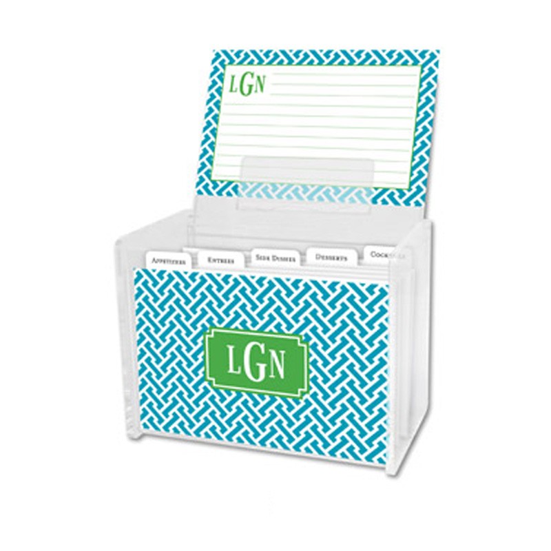 boatman geller greek key navy recipe box