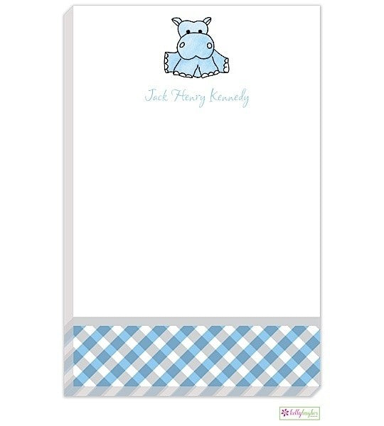 personalized - blue hippo notepad