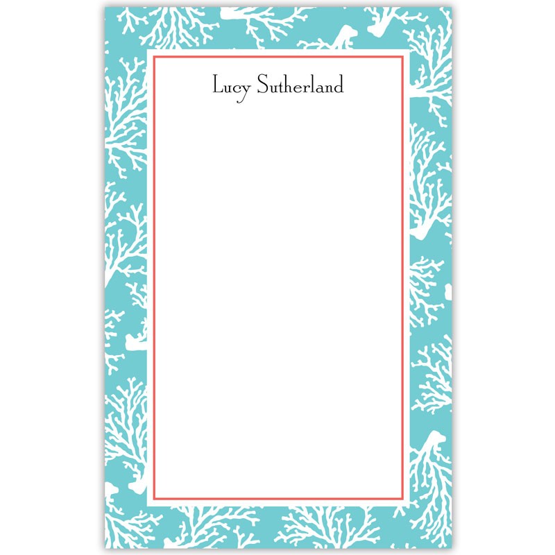 boatman geller coral repeat teal notepad