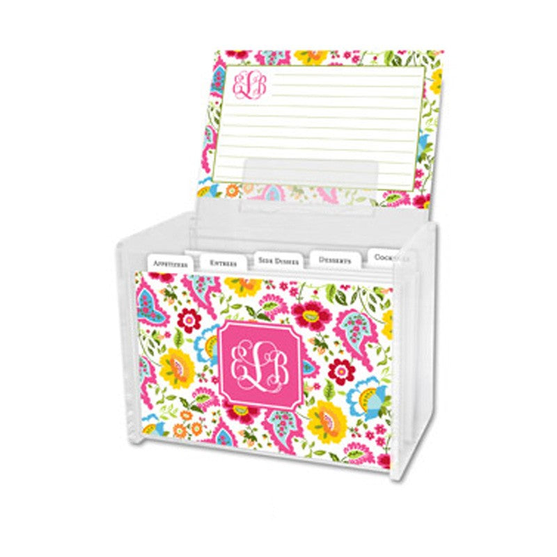 boatman geller bright floral recipe box