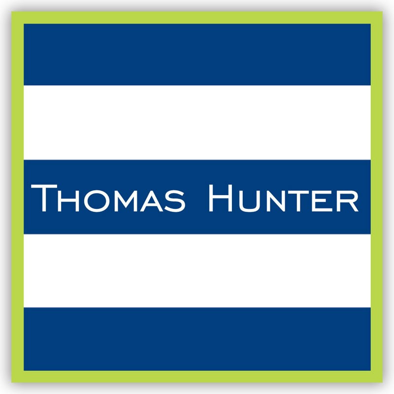 boatman geller stripe navy & lime square sticker