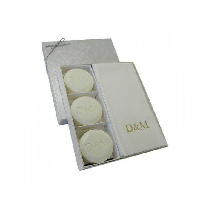 guest bar round soap set block initial with towel