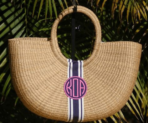 monogrammed basket shoulder bag