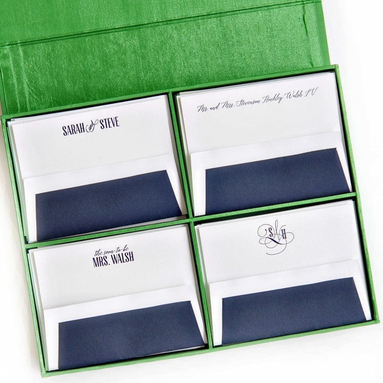 grand green silk stationery box - g4