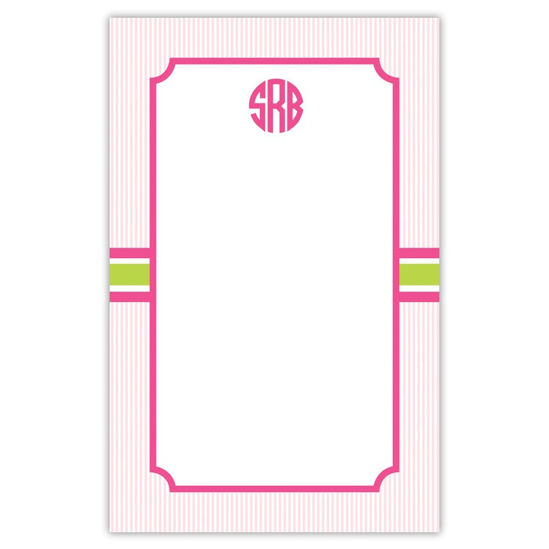 boatman geller seersucker band pink & green notepad