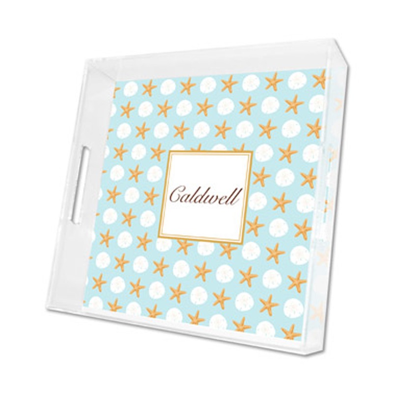 seashore lucite tray - square