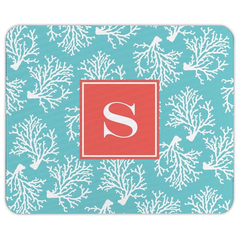 boatman geller coral repeat teal mouse pad