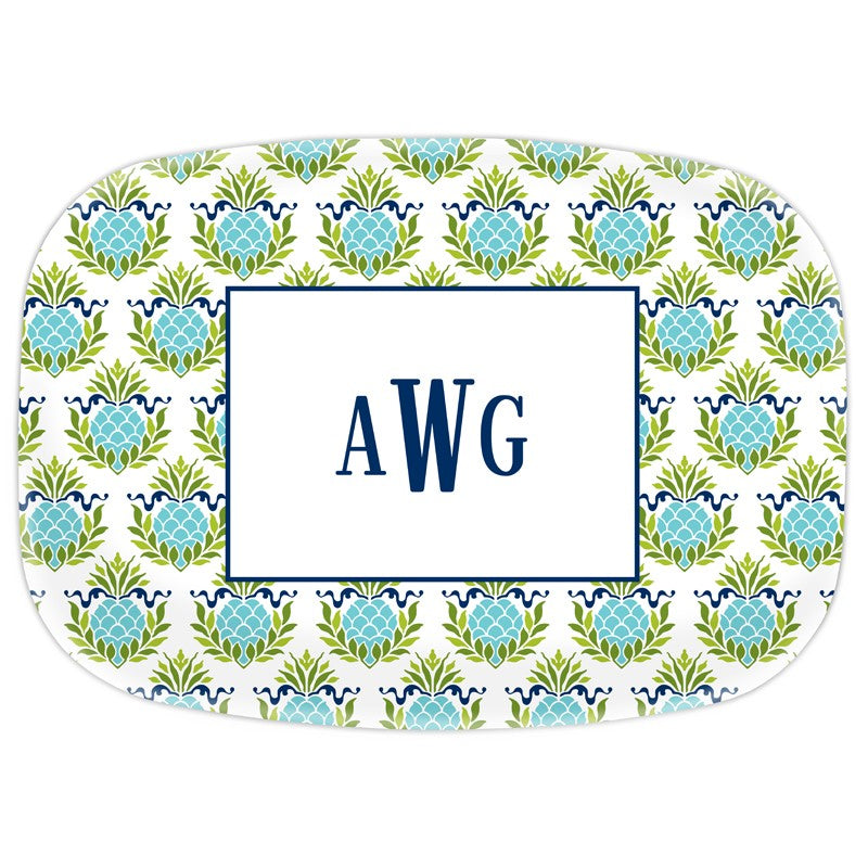 boatman geller pineapple repeat teal platter