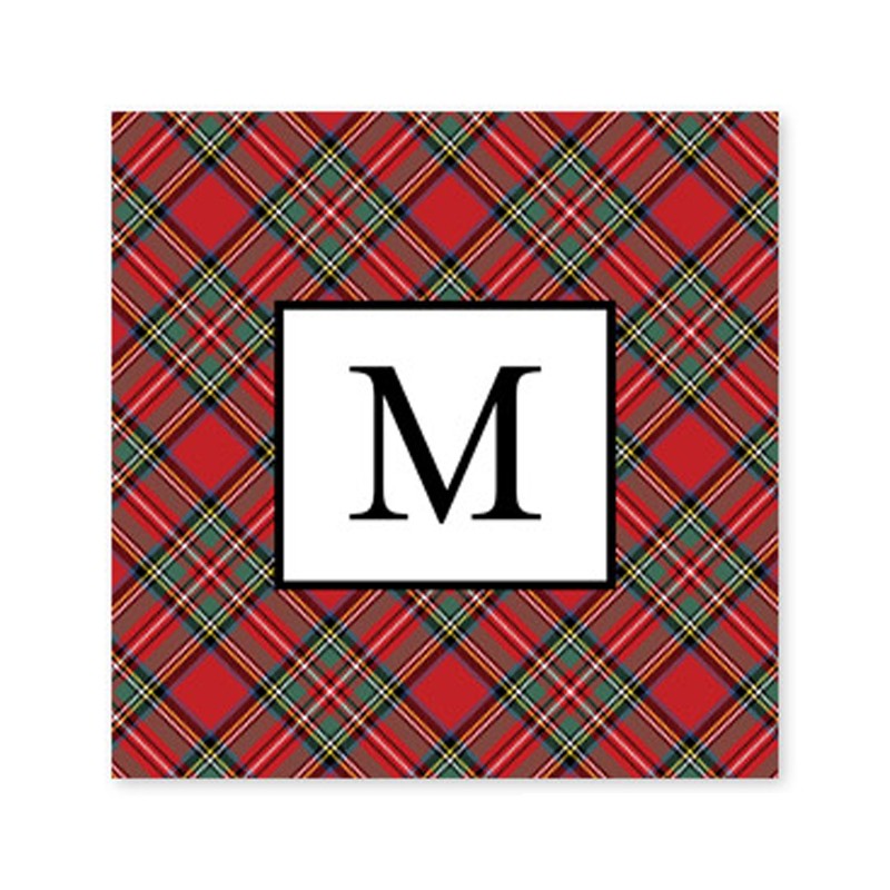 plaid red square paper coaster set of 50