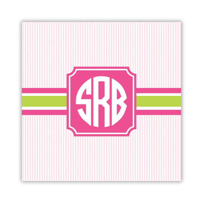 seersucker band pink & green square paper coaster set of 50