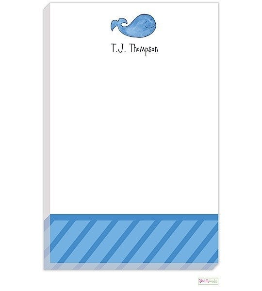 personalized - blue whale notepad