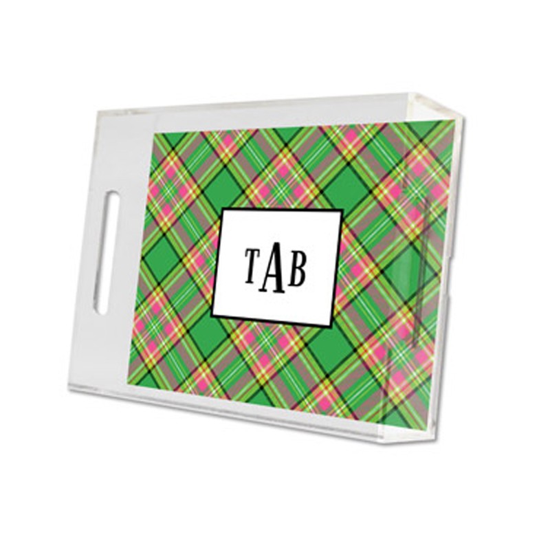 preppy plaid lucite tray - small
