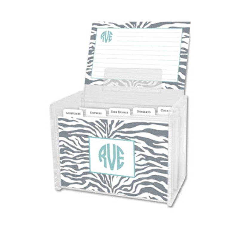 boatman geller zebra gray recipe box