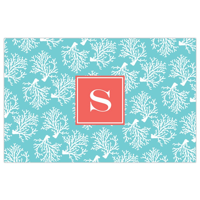 boatman geller coral repeat teal placemat