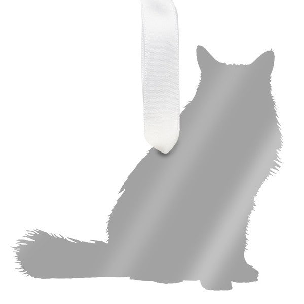 moon and lola long haired cat ornament - silver