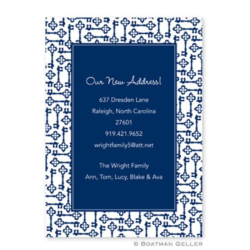 boatman geller keys navy large flat notecard
