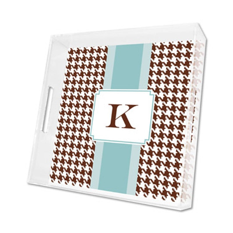 alex houndstooth chocolate lucite tray - square