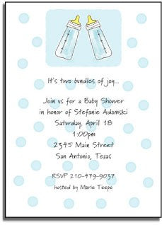 personalized invitations blue baby bottle