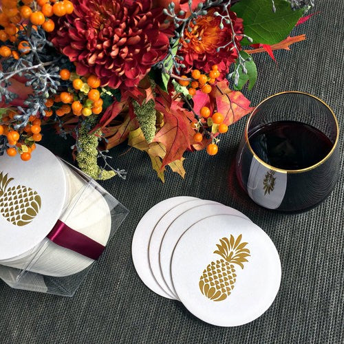Gold Foil Stamped Pineapple Coasters