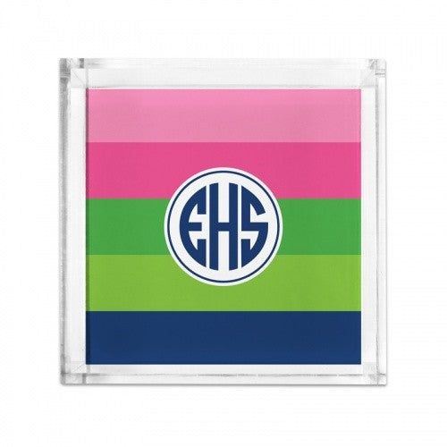 Lucite Tray Petite Bold Stripe Pink Green Navy