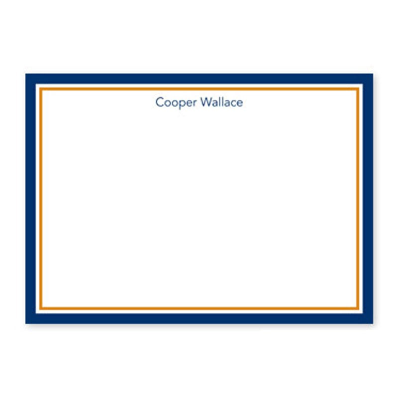 boatman geller border navy and orange stationery/invitation