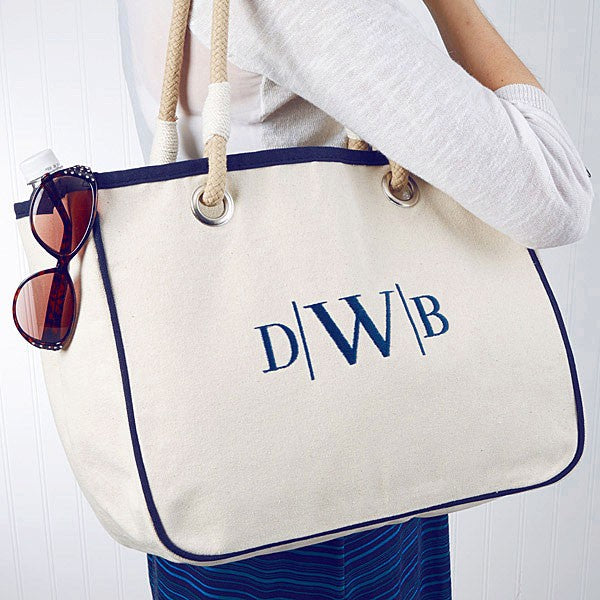 navy accented rope tote