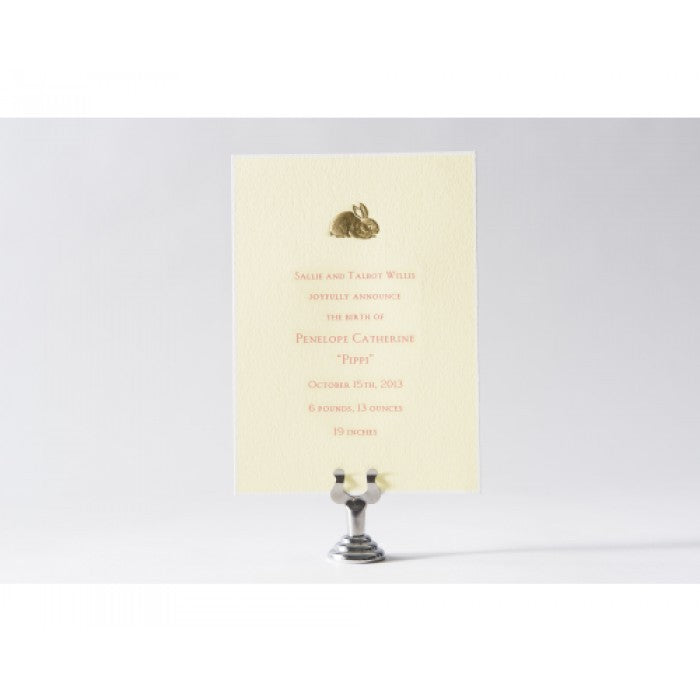 engraved rabbit baby announcement - pippi catherine