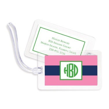 boatman geller rugby navy & pink bag tags