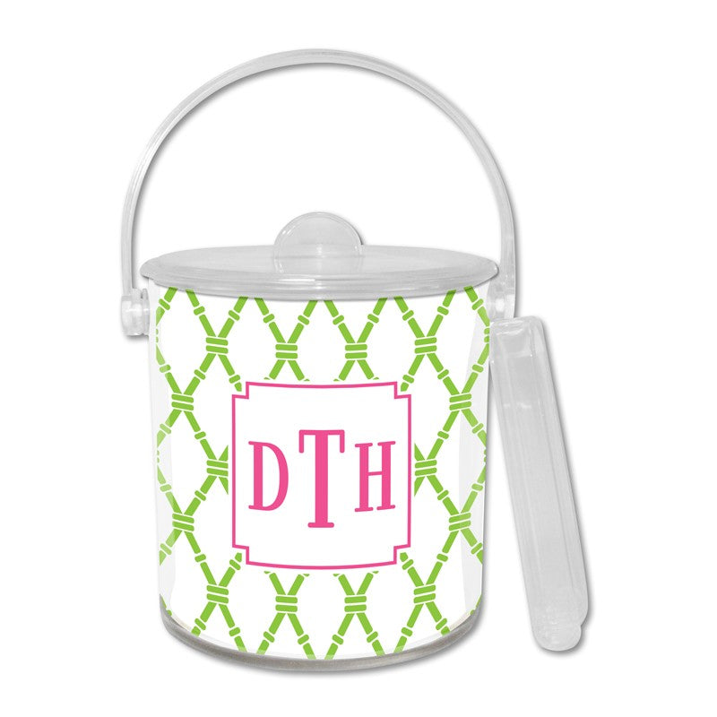 boatman geller bamboo green & raspberry ice bucket