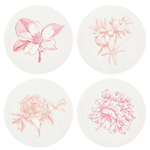 Letterpressed Peonies Coasters