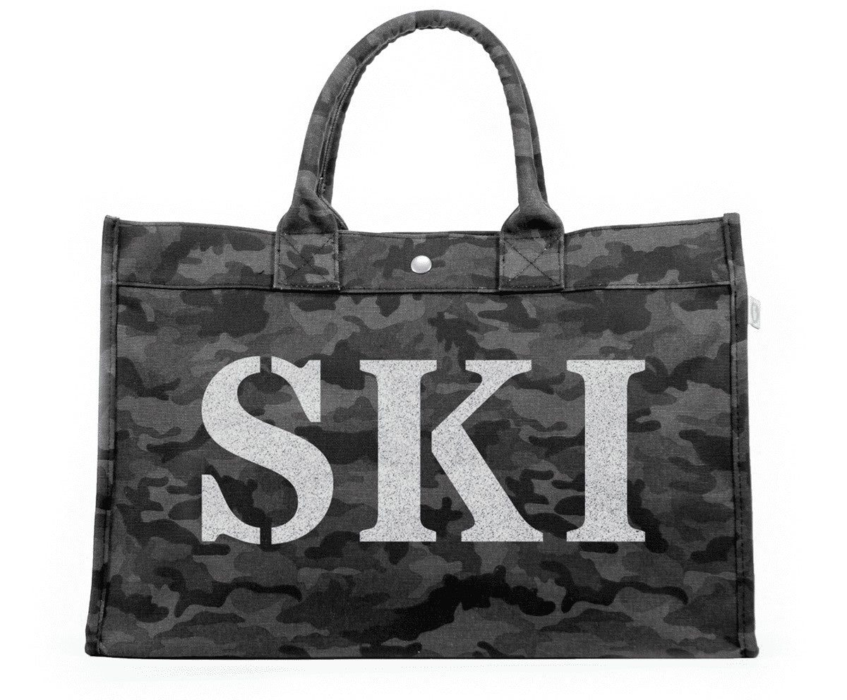 black camo ski tote