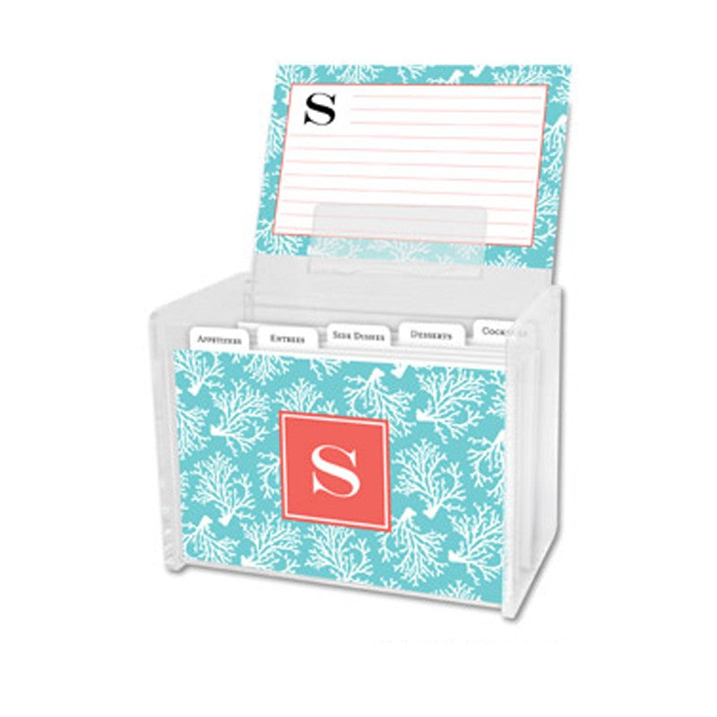 boatman geller coral repeat teal recipe box