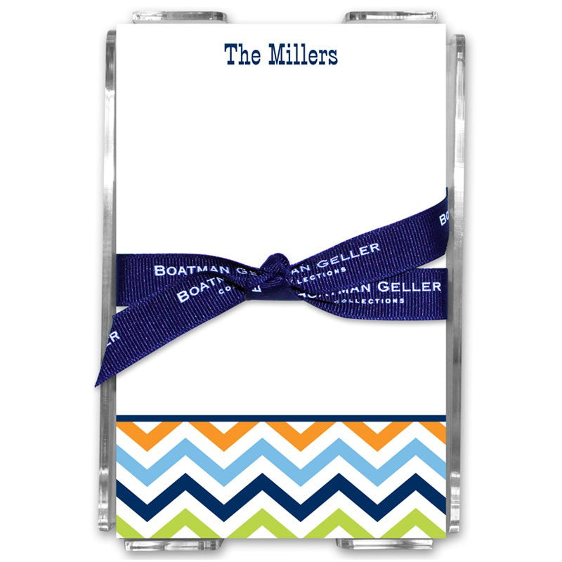 boatman geller chevron blue, orange & lime acrylic note sheets