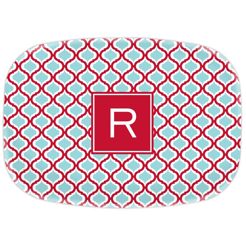 boatman geller kate red & teal platter