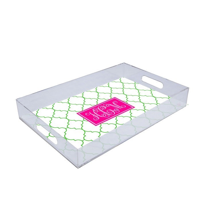 green trellis lucite tray