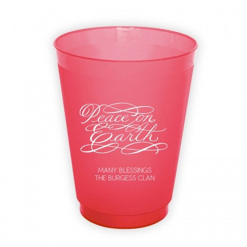 Peace On Earth Script Round Cups